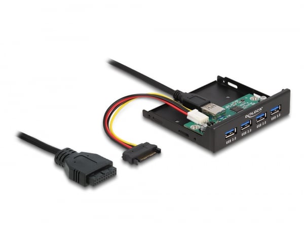 Miniatyrbillede 1 af 5: DeLOCK 64166 drive bay panel 8,89 cm (3.5") I/O panel med porte Sort