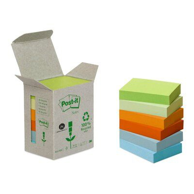 Post-It 7000081069 selvklæbende huskeseddel Rektandel Blå, Grøn, Orange, Gul 100 ark