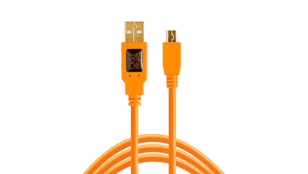 Tether Tools CU5451 USB-kabel USB 2.0 4,6 m USB A Mini-USB B 0,48 Gbit/sek. Orange