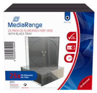 MediaRange BOX32-25 optisen levyn kotelo Slimline-kotelo 1 levyt Musta, Läpinäkyvä