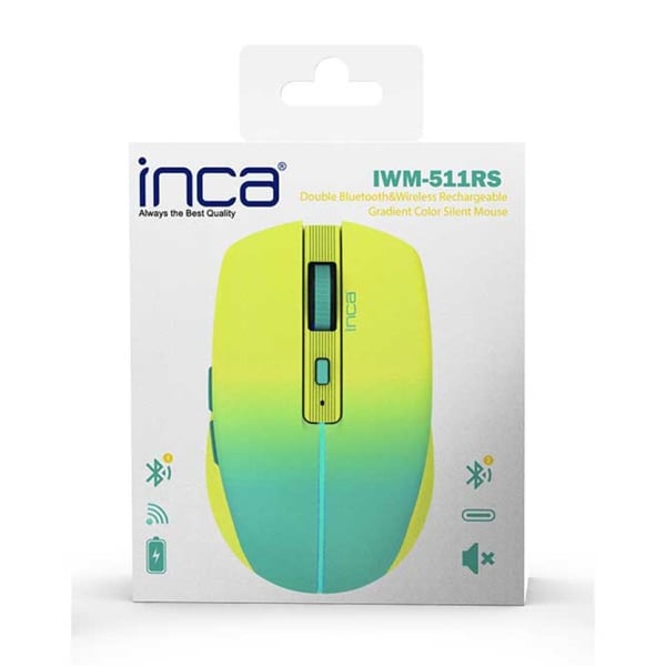 Inca IWM-511RS hiiri Office Oikeakätinen RF Wireless + Bluetooth + USB Type-C Optinen 1600 DPI