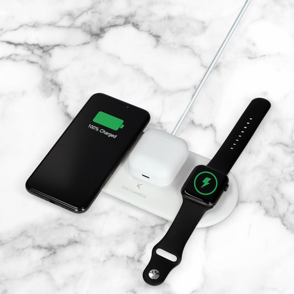 Ksix BXCQI10QC02 oplader til mobil enhed Hovedtelefoner, Headset, Smartphone, SmartWatch Hvid Vekselstrøm, USB Hurtig opladning Indendørs