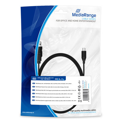 MediaRange MRCS184 USB-kaapeli USB 2.0 1,8 m USB A Micro-USB B Musta