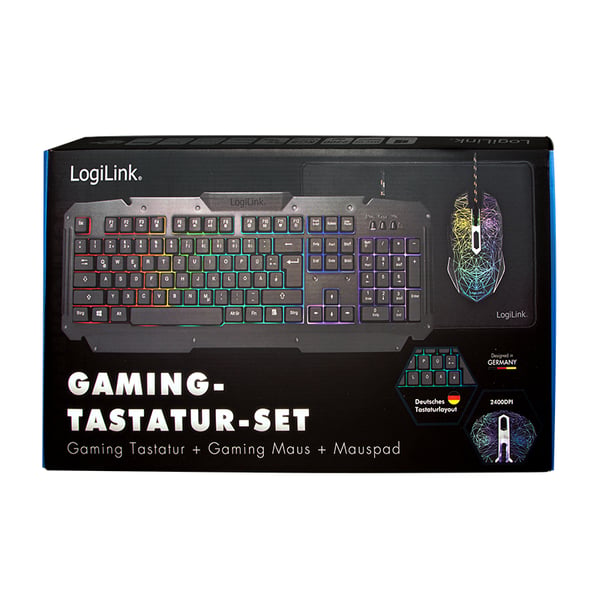 Miniatyrbillede 7 af 10: LogiLink ID0185 tastatur Mus inkluderet Spil USB QWERTY Engelsk Sort