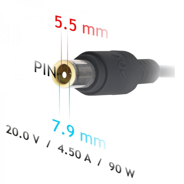 Autovirtalähde AK-ND-39 20V / 4.5A 90W 7.9 x 5.5 mm + pin