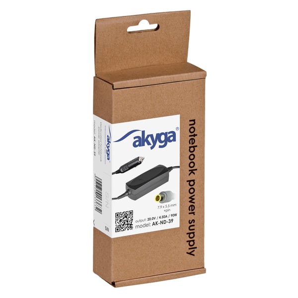 Autovirtalähde AK-ND-39 20V / 4.5A 90W 7.9 x 5.5 mm + pin