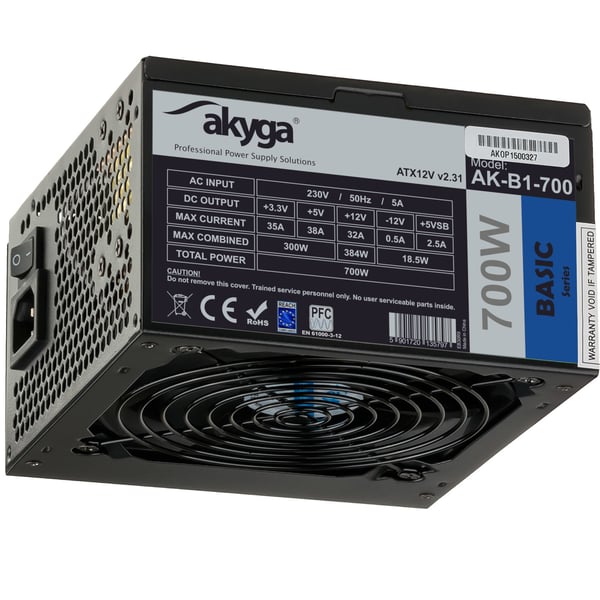 Miniatyrbild 1 av 4: Akyga AK-B1-700BE strömförsörjningsenheter 700 W 24-pin ATX ATX Svart