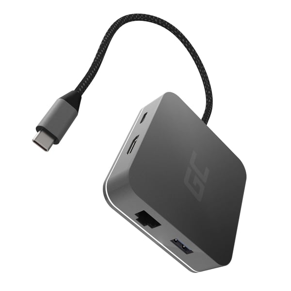 Green Cell AK61 kannettavien tietokoneiden telakka ja porttitoistin USB 3.2 Gen 1 (3.1 Gen 1) Type-C Hopea