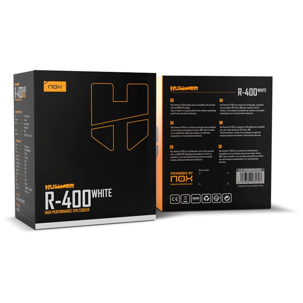 NOX Hummer NXHUMMERR400WH kylsystem för dator Processor Fan 12 cm Vit