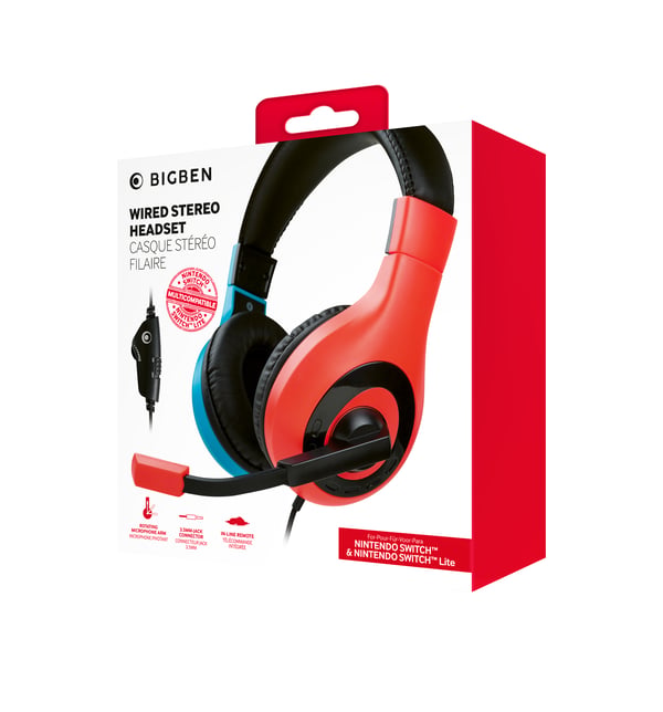 Bigben Connected SWITCHHEADSETV1R+B hörlur och headset Kabel Huvudband Spela Blå, Röd