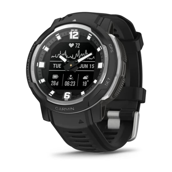 Miniatyrbillede 1 af 8: Garmin Instinct Crossover - Standard Edition MIP 45 mm Hybrid 176 x 176 pixel Sort GPS (satellit)