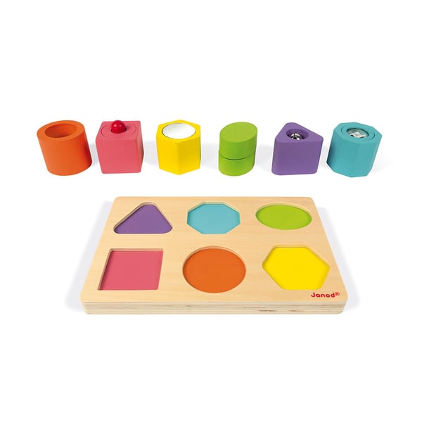 Miniatyrbillede 1 af 7: JANOD I Wood Shapes & Sounds 6-Block Puzzle (wood)