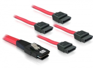 DeLOCK Sata 4x 1m SCSI-kabel Rød SFF-8087 4 x SATA 7-pin