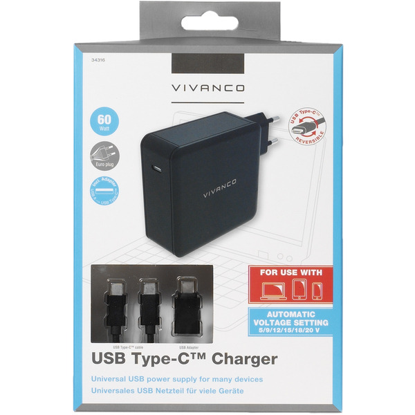 Miniatyrbillede 2 af 2: Vivanco 34316 oplader til mobil enhed Universel Sort Vekselstrøm Indendørs
