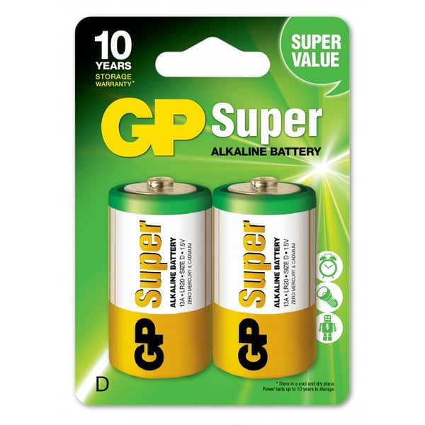 Miniatyrbillede 2 af 3: GP Battery GP Super Alkaline 13A - Batteri 2 x D / LR20