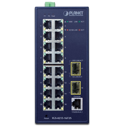 Miniatyrbillede 3 af 3: PLANET IGS-4215-16T2S netværksswitch Administreret L2/L4 Gigabit Ethernet (10/100/1000) Blå