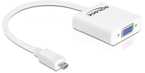 DeLOCK 65347 videokabel adapter VGA (D-Sub) HDMI Type D (Micro) Hvid