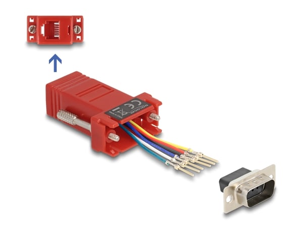 Miniatyrbillede 1 af 2: DeLOCK 67074 kabel kønsskifter D-Sub 9 RJ12 Rød