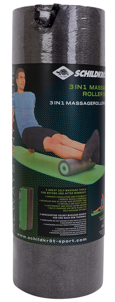 Schildkröt Fitness 3 in 1 Massage Roller Set Svart, Grön Skum 1 styck