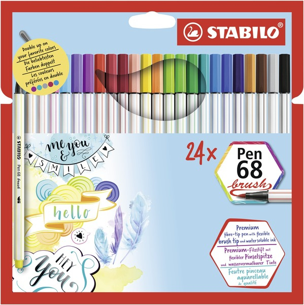 STABILO Pen 68 brush stiftpennor Multifärg 24 styck