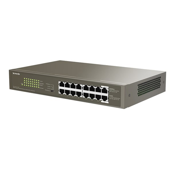 Miniatyrbillede 2 af 3: Tenda TEG1116P-16-150W-EU netværksswitch Ikke administreret Gigabit Ethernet (10/100/1000) Strøm over Ethernet (PoE) Bronze