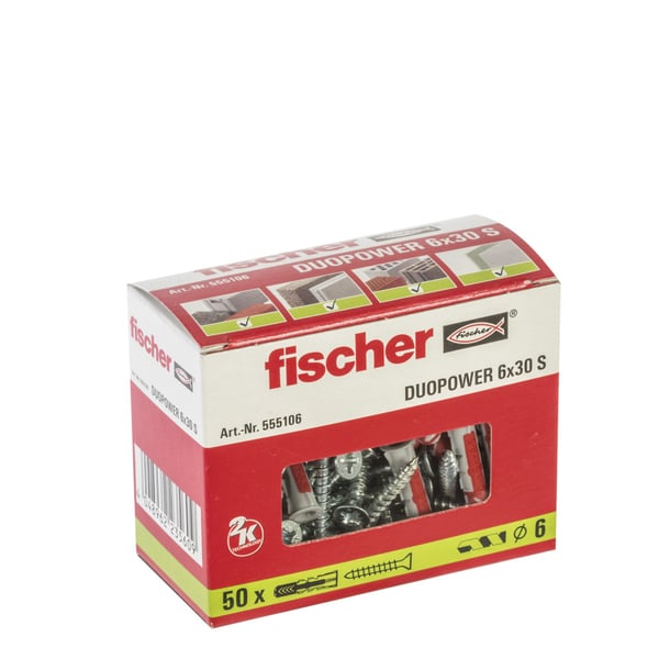 Miniatyrbillede 4 af 4: Fischer DUOPOWER 6 x 30 S 50 stk Udvidelsesanker 30 mm