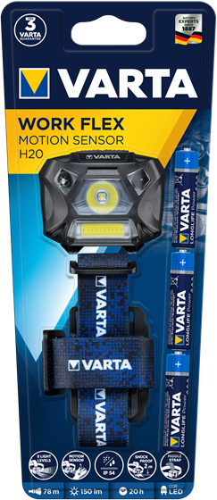 Pikkukuva 4 / 5: Varta WORK FLEX MOTION SENSOR H20 Musta, Sininen Taskulamppu otsanauhalla LED