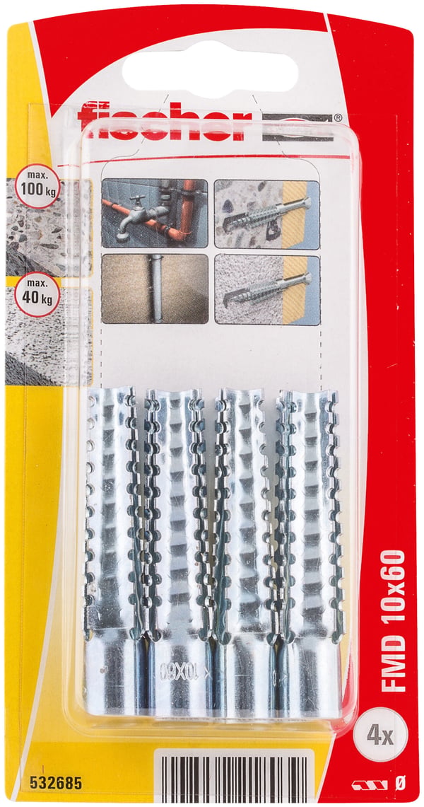 Miniatyrbillede 3 af 5: Fischer 532685 skrueanker og vægudtag 4 stk