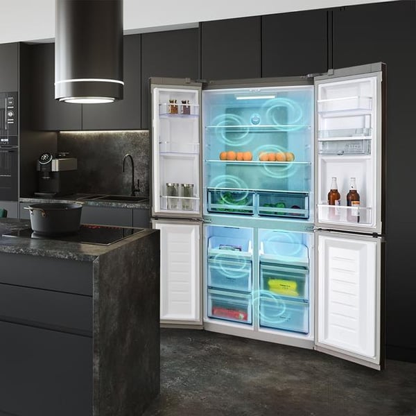 Cecotec 02458 side-by-side køle-fryseskab Fritstående 563 L Rustfrit stål