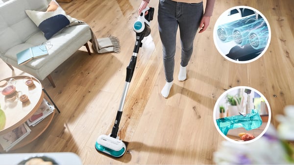 Miniatyrbillede 3 af 17: Bosch BCS71HYG4 stav støvsuger & elektrisk kost Stick vakuum Batteri Tør&våd HEPA Poseløs 0,3 L 23,5 W Sort, Hvid 3 At