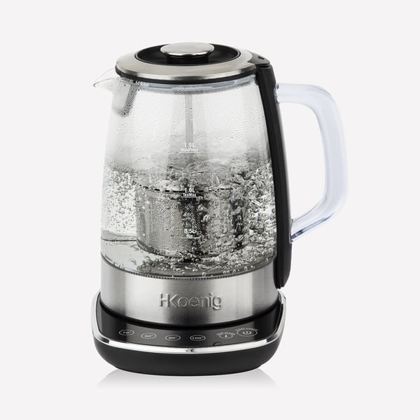 H.Koenig TI600 temaskine 1,5 L 2200 W Sort, Rustfrit stål, Transparent