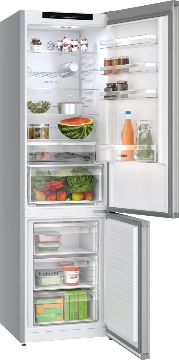 Bosch Serie 4 KGN392LAG køle-/fryseskab Fritstående 363 L Metallic