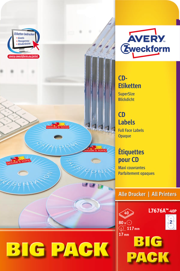 Avery CD/DVD Labels Vit Avery CD/DVD Labels Vit
