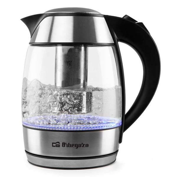 Miniatyrbillede 1 af 6: Orbegozo KT 6040 elkedel 1,8 L 2200 W Sort, Rustfrit stål