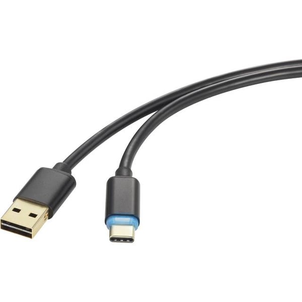 Miniatyrbild 1 av 3: Renkforce RF-4758090 USB-kablar USB 2.0 1,5 m USB A USB C 0,48 Gbit/s Svart