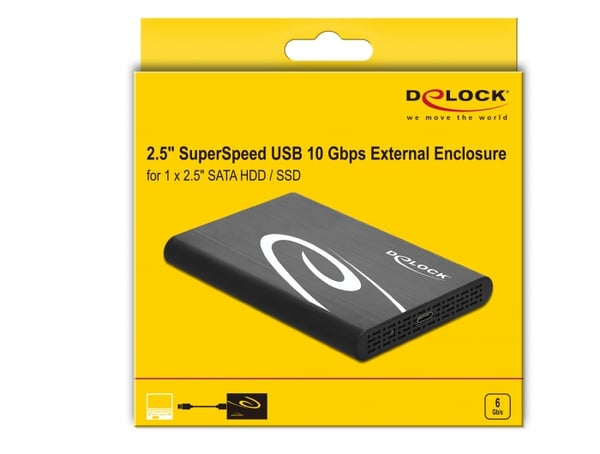 DeLOCK 42610 drevkabinet HDD/SSD kabinet Sort 2.5"