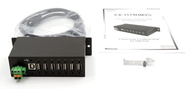 EXSYS EX-1179HMVS gränssnittshubbar USB 2.0 Type-B 480 Mbit/s Svart