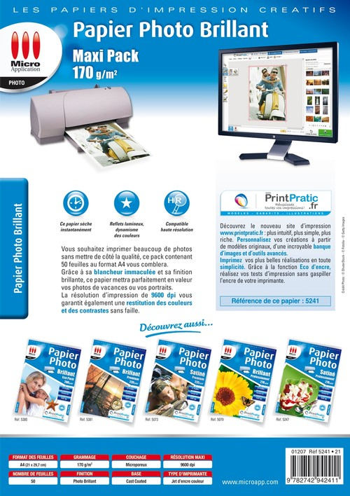 Miniatyrbillede 2 af 2: Micro Application 5241 fotopapir A4 Hvid Mat