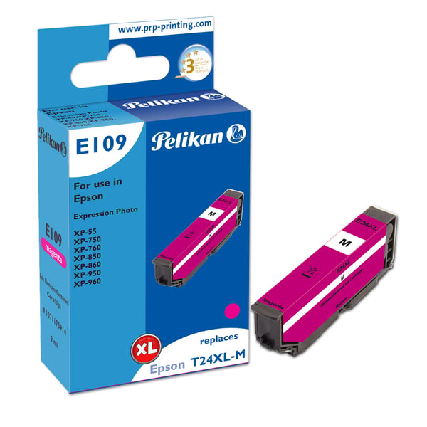 Pelikan E109 blækpatron 1 stk Kompatibel Højt (XL) udbytte Magenta