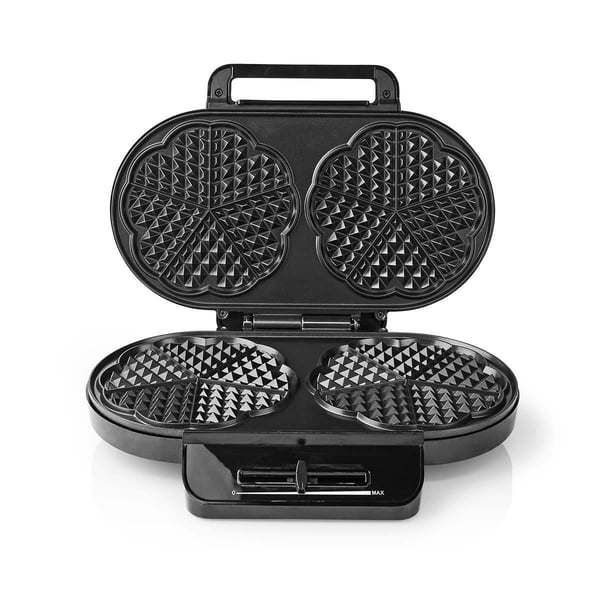 Nedis KAWP110FBK vohvelirauta 2 vohveli(a) 1200 W Musta, Hopea
