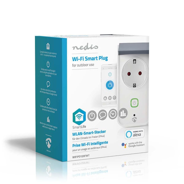 Nedis WIFIPO120FWT smart plug 3680 W Harmaa, Valkoinen