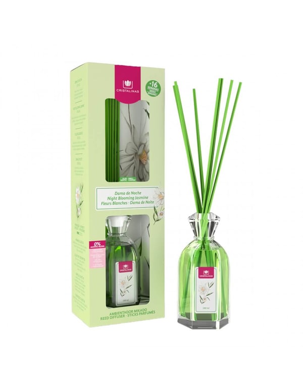 Pikkukuva 1 / 3: Cristalinas Reed Diffuser 180ml Night Blooming Jasmine hajun hajoitin Tuoksupullo Hopea, Läpinäkyvä