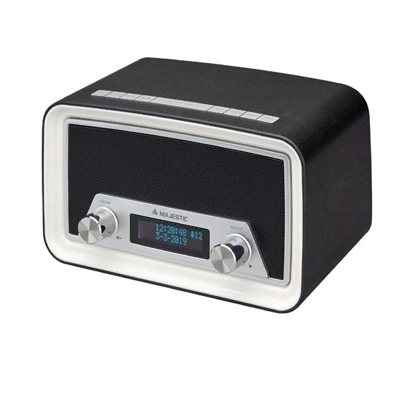 Miniatyrbild 1 av 2: New Majestic DAB-842N Klockradio Digital Svart, Vit