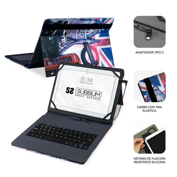 Miniatyrbild 2 av 4: SUBBLIM SUB-KT1-USB050 tangentbord för mobila enheter QWERTY Spansk Micro-USB
