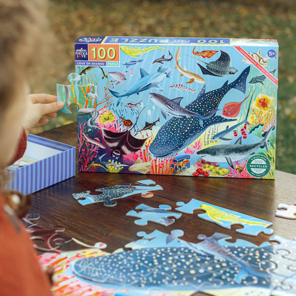 eeBoo Love of Sharks 100 Piece Puzzle Kuviopalapeli 100 kpl Eläimet