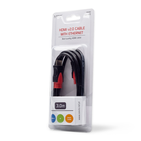 Miniatyrbild 3 av 3: Savio CL-96 HDMI-kabel 3 m HDMI Typ A (standard) Svart