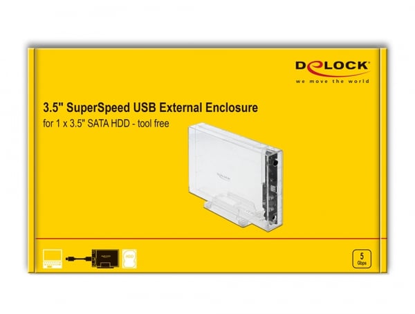 Miniatyrbillede 2 af 6: DeLOCK 42623 drevkabinet HDD/SSD kabinet Transparent 2.5/3.5"