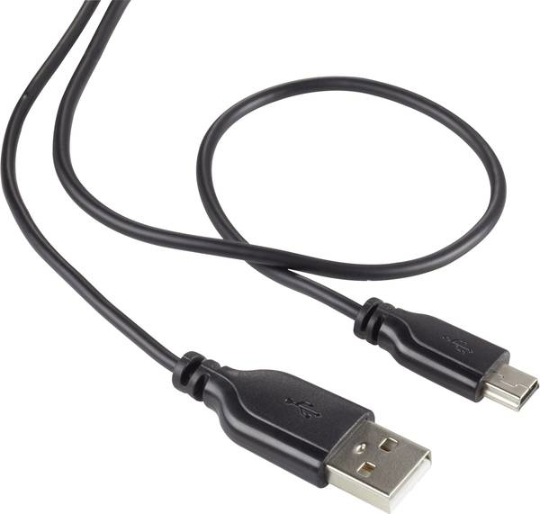 Miniatyrbillede 1 af 5: Renkforce RF-4080792 USB-kabel USB 2.0 1 m USB A Mini-USB B 0,48 Gbit/sek. Sort