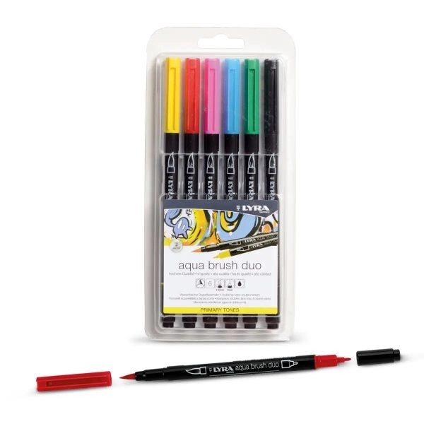 Miniatyrbild 2 av 2: Lyra Aqua Brush Duo stiftpennor Blandade färger 6 styck