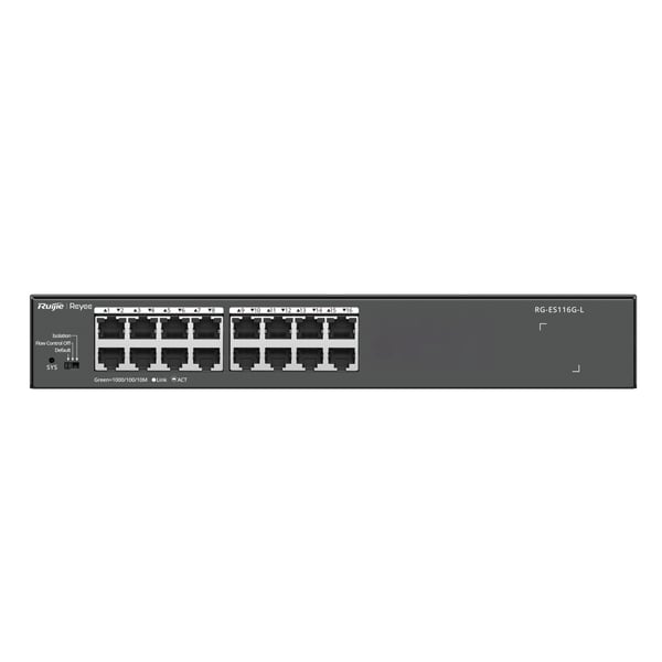 Ruijie Networks RG-ES116G-L verkkokytkin Hallitsematon L2 Gigabit Ethernet (10/100/1000) Musta